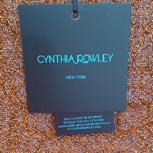 Cynthia Rowley Glitter Tease Shimmering Metallic Bronze Long Sleeve Maxi Dress - Picture 6 of 11